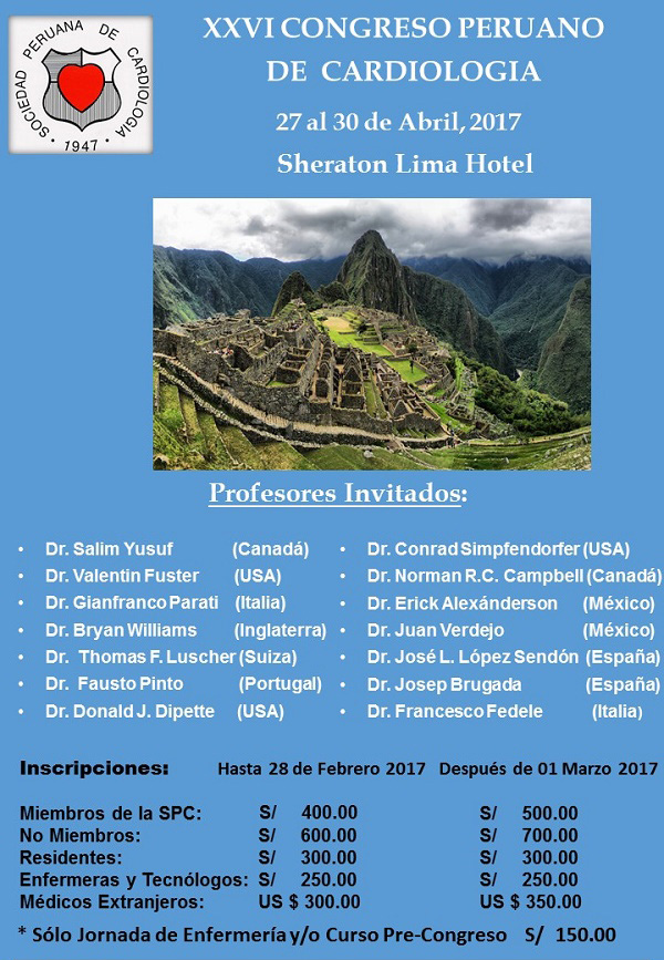 XXVI Congreso peruano de cardiología 2017
