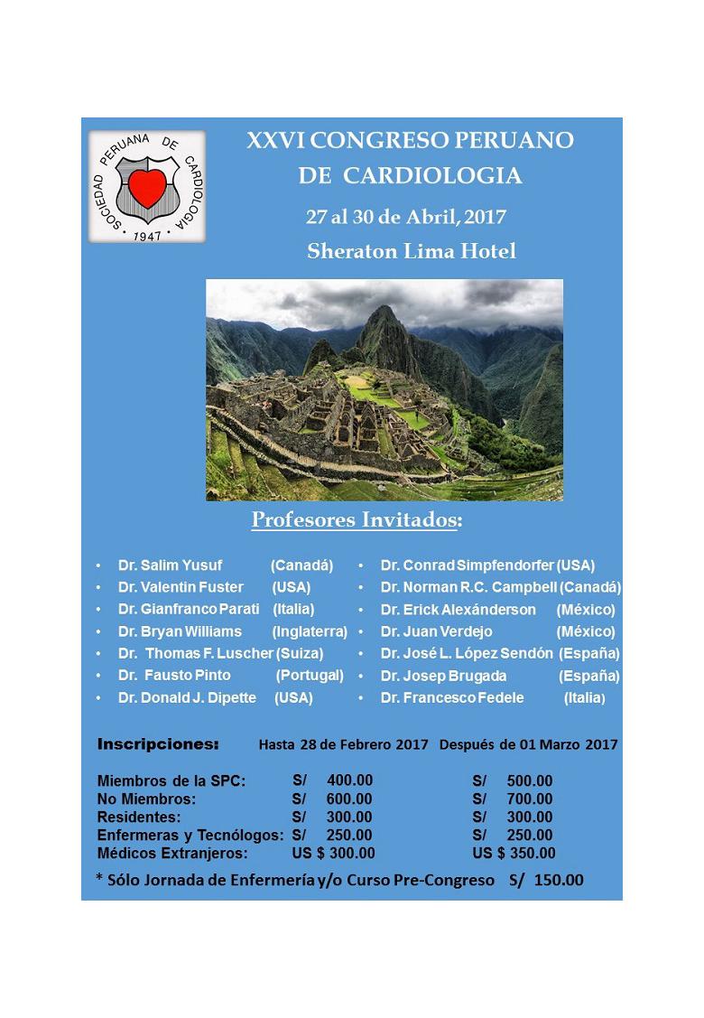 XXVI Congreso peruano de cardiología 2017
