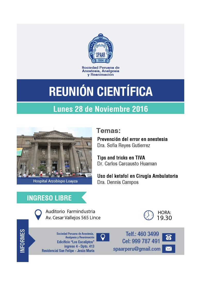 Reunión de la sociedad peruana de anestesia, analgesia y reanimación