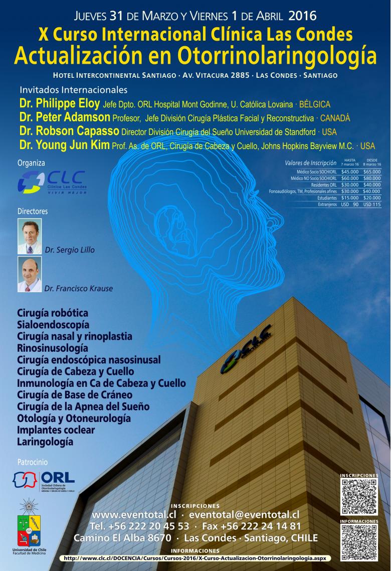 X Curso internacional Clínica Las Condes: actualización en otorrinolaringología